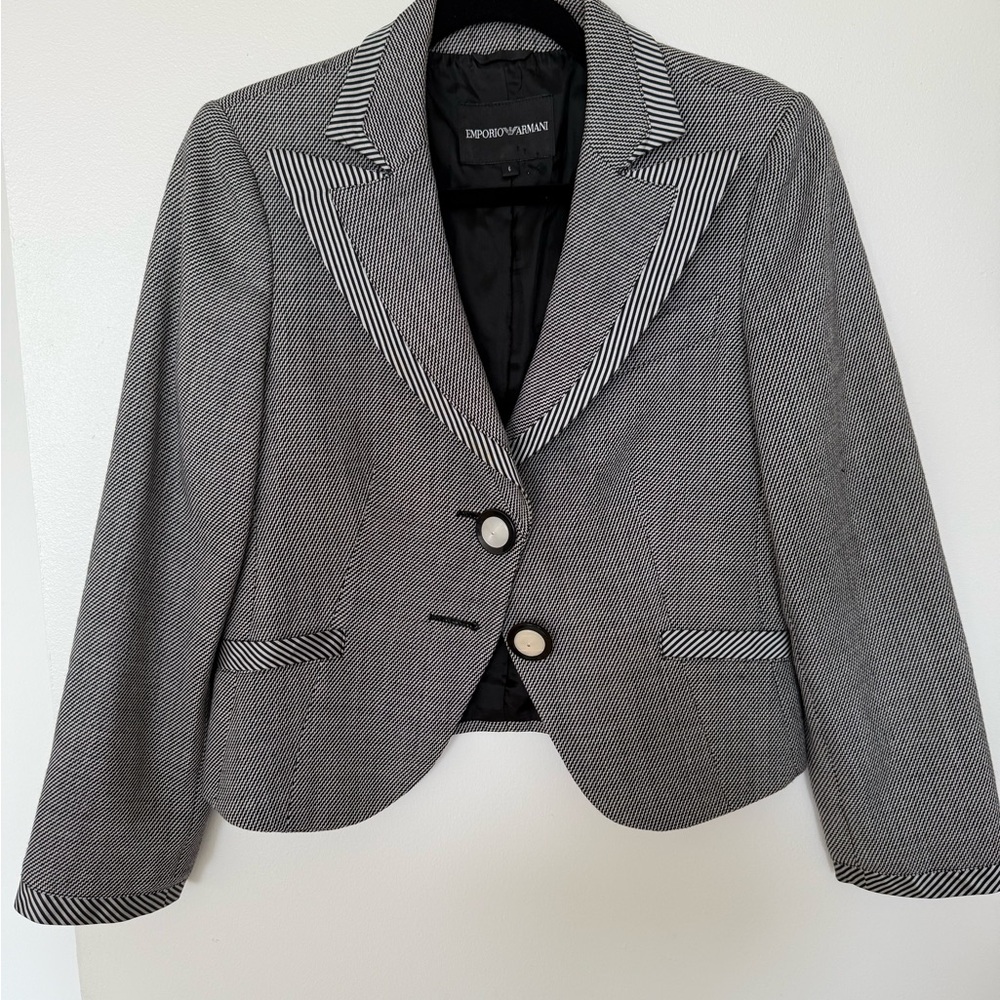 Emporio Armani Black and White Houndstooth Blazer